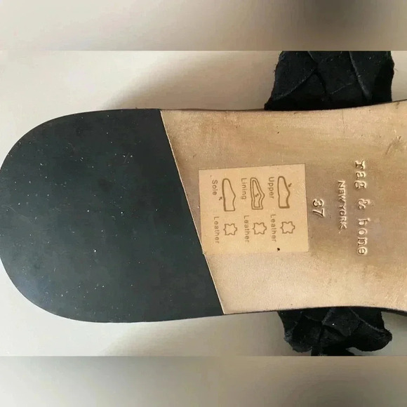 NWOB Rag & Bone Lewis Black Pointed Toe Leather Sandal 37 - Picture 8 of 8